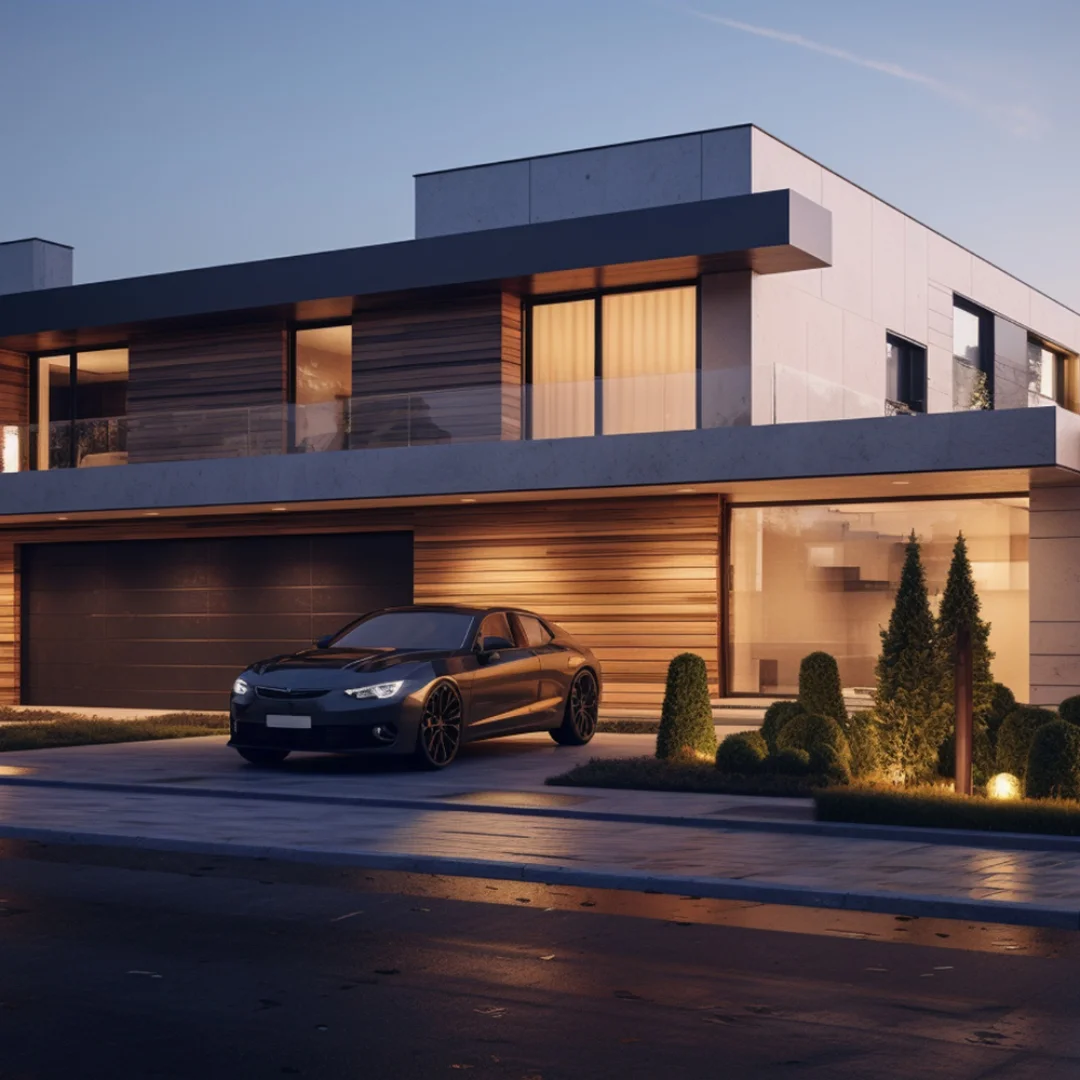 Modern luxury house at dusk